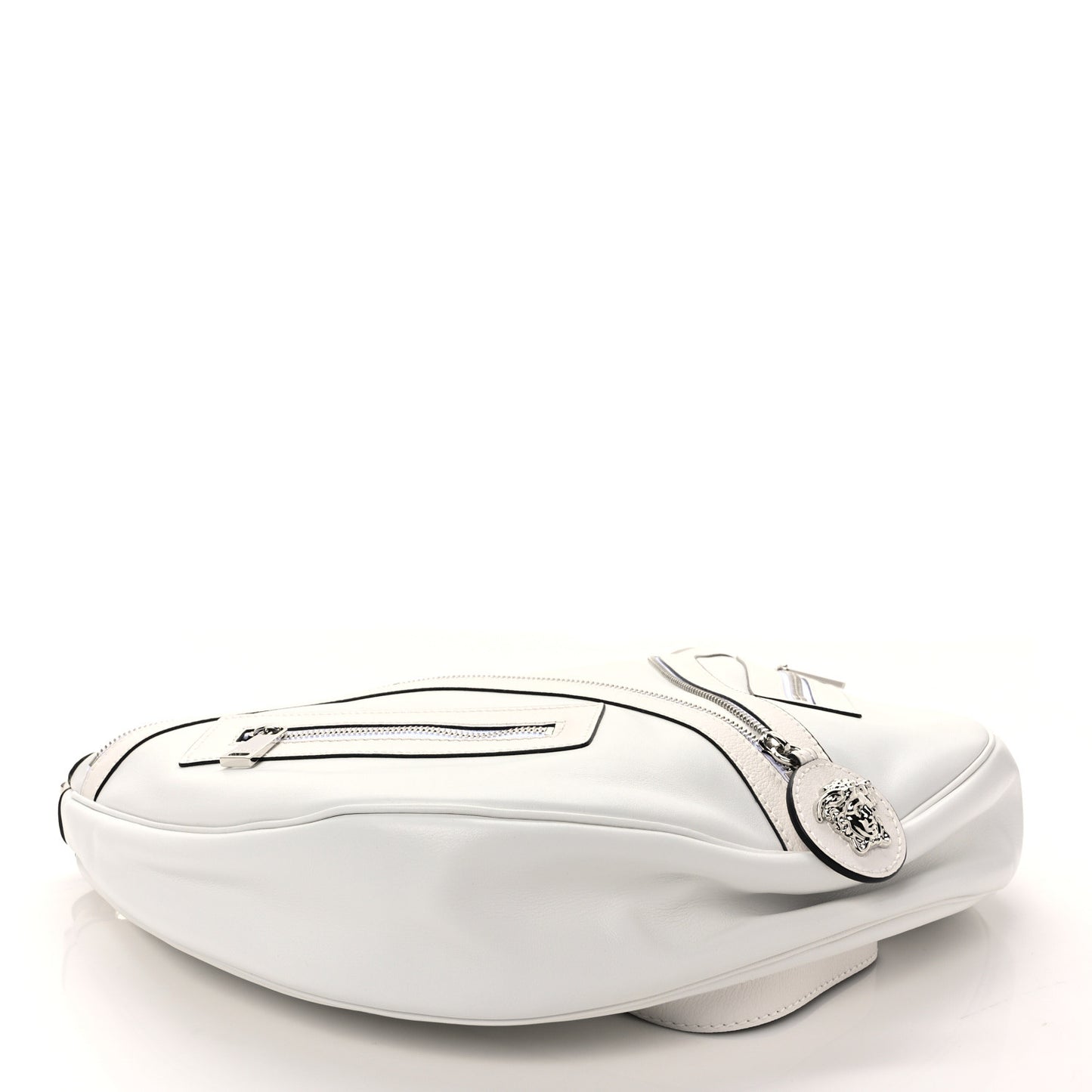 Calfskin Medium Repeat Zip Hobo Optical White