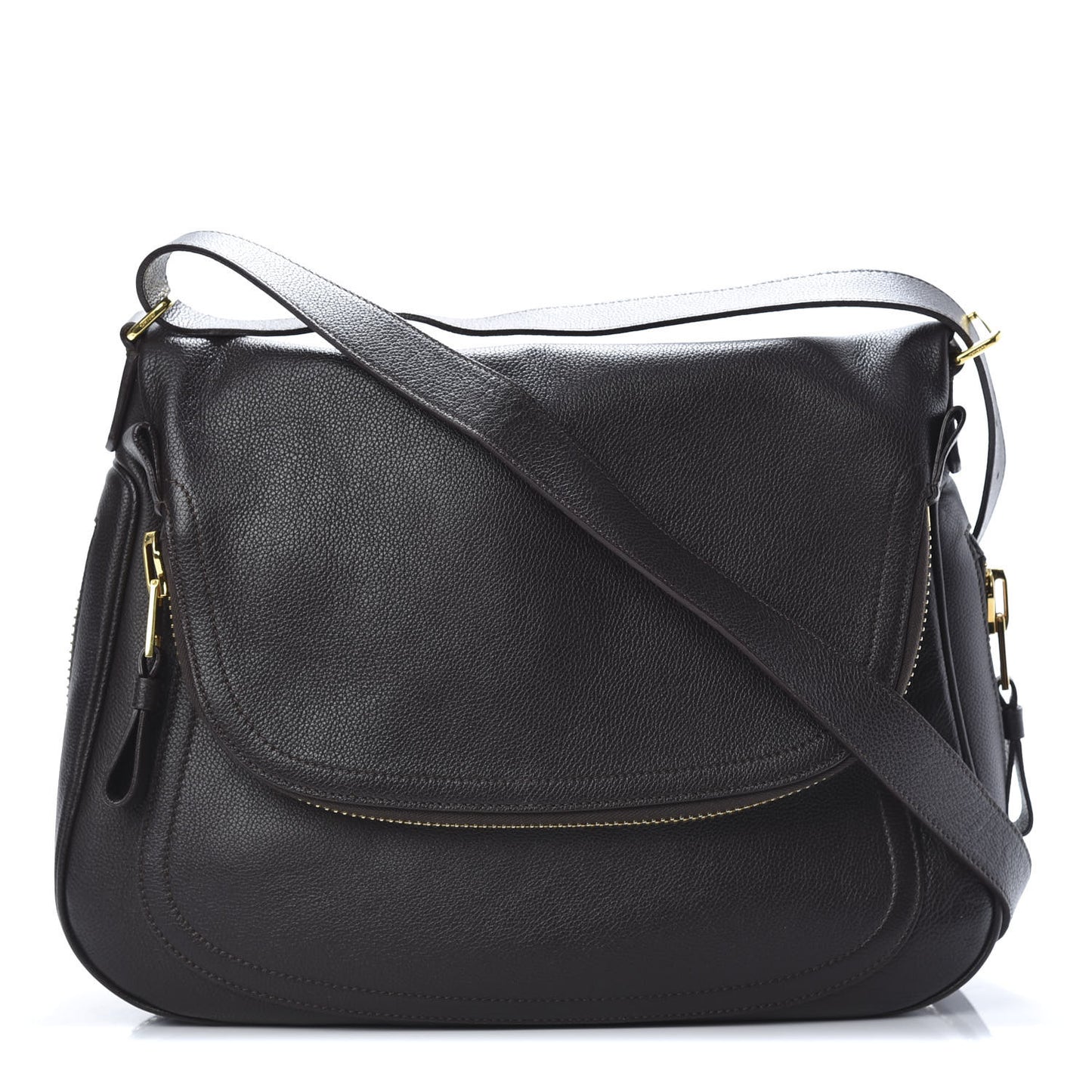 Pebbled Calfskin Large Jennifer Dark Brown