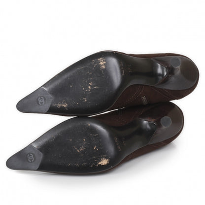 Chanel Suede Booties 37.5 Brown 4 of 10