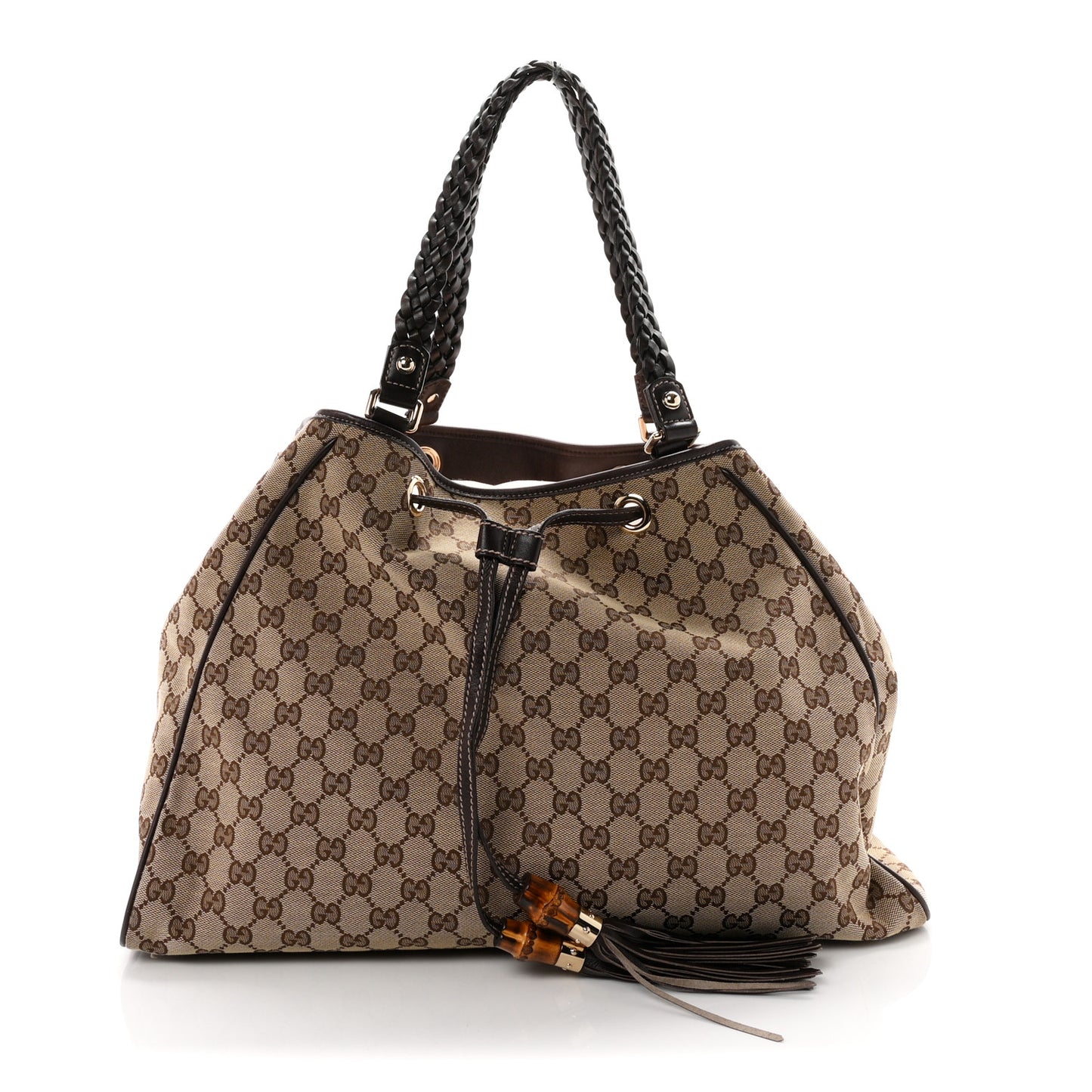 Monogram Peggy Braided Tote Dark Brown