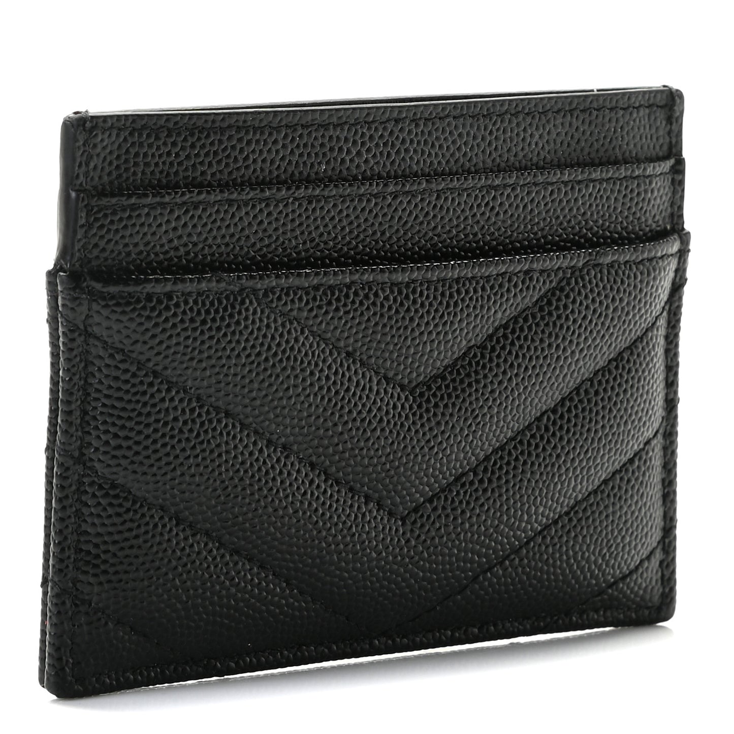 Grain De Poudre Matelasse Chevron Monogram Credit Card Case Black