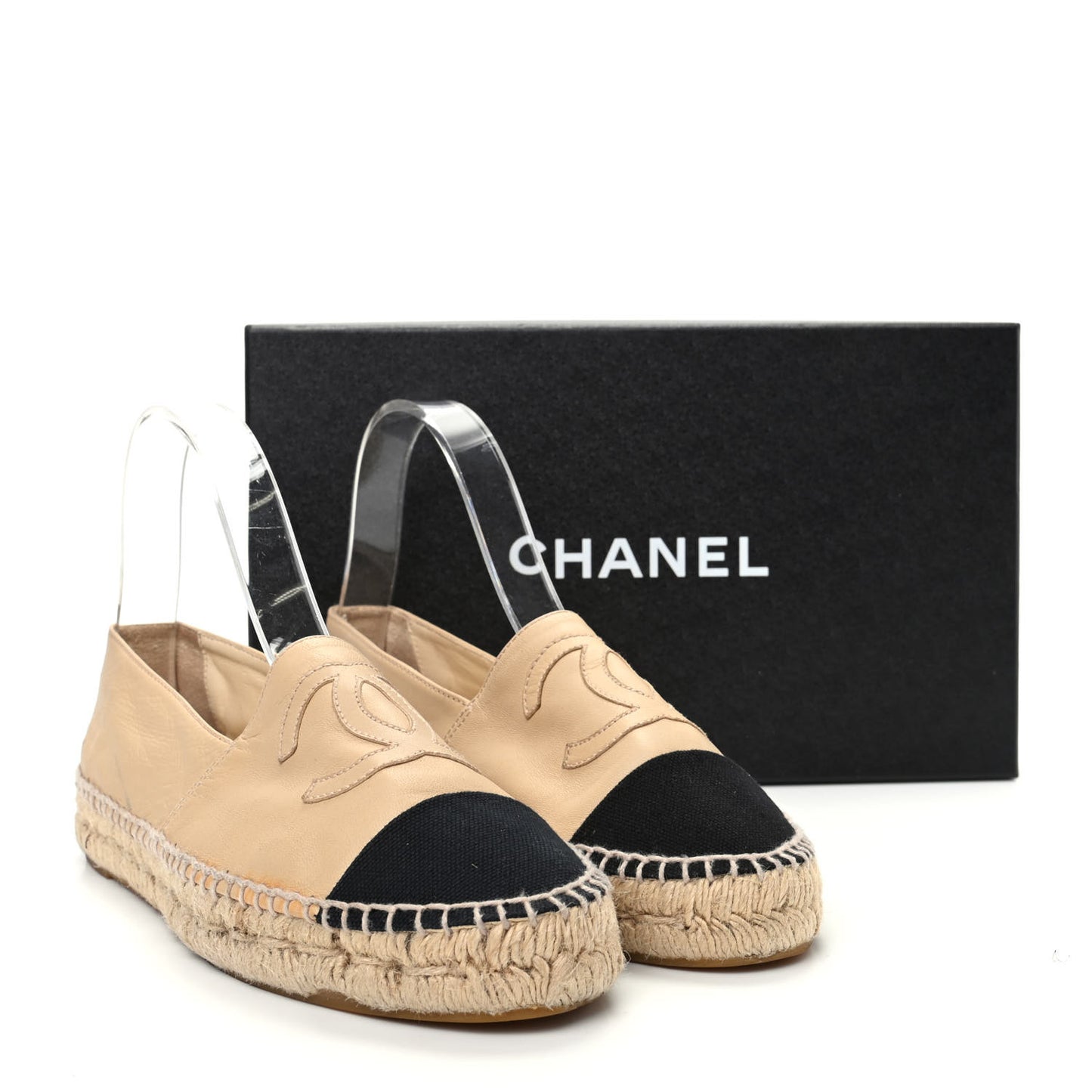 Lambskin CC Espadrilles 38 Beige Black
