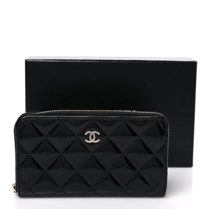 Chanel Patent Quilted Small Zip Around Wallet Black 9 of 9
