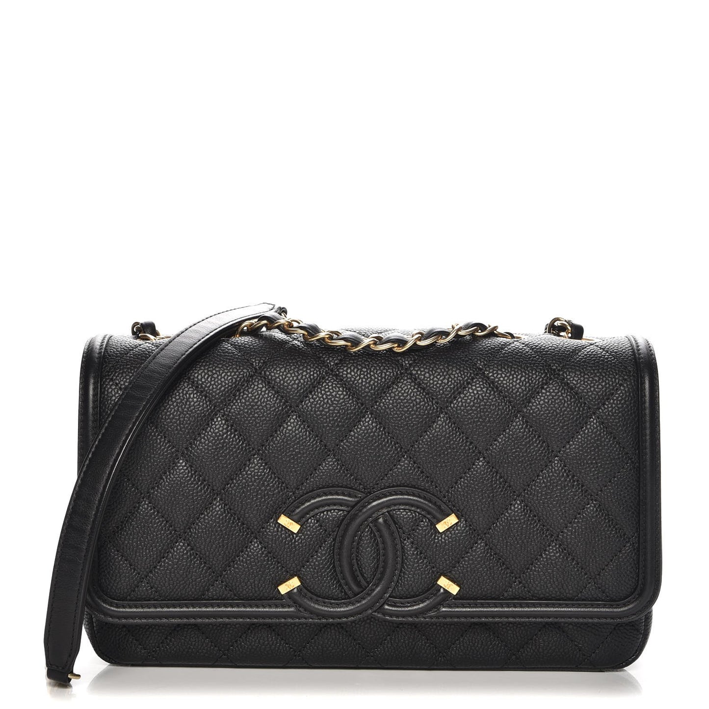 Caviar Quilted Medium CC Filigree Flap Black