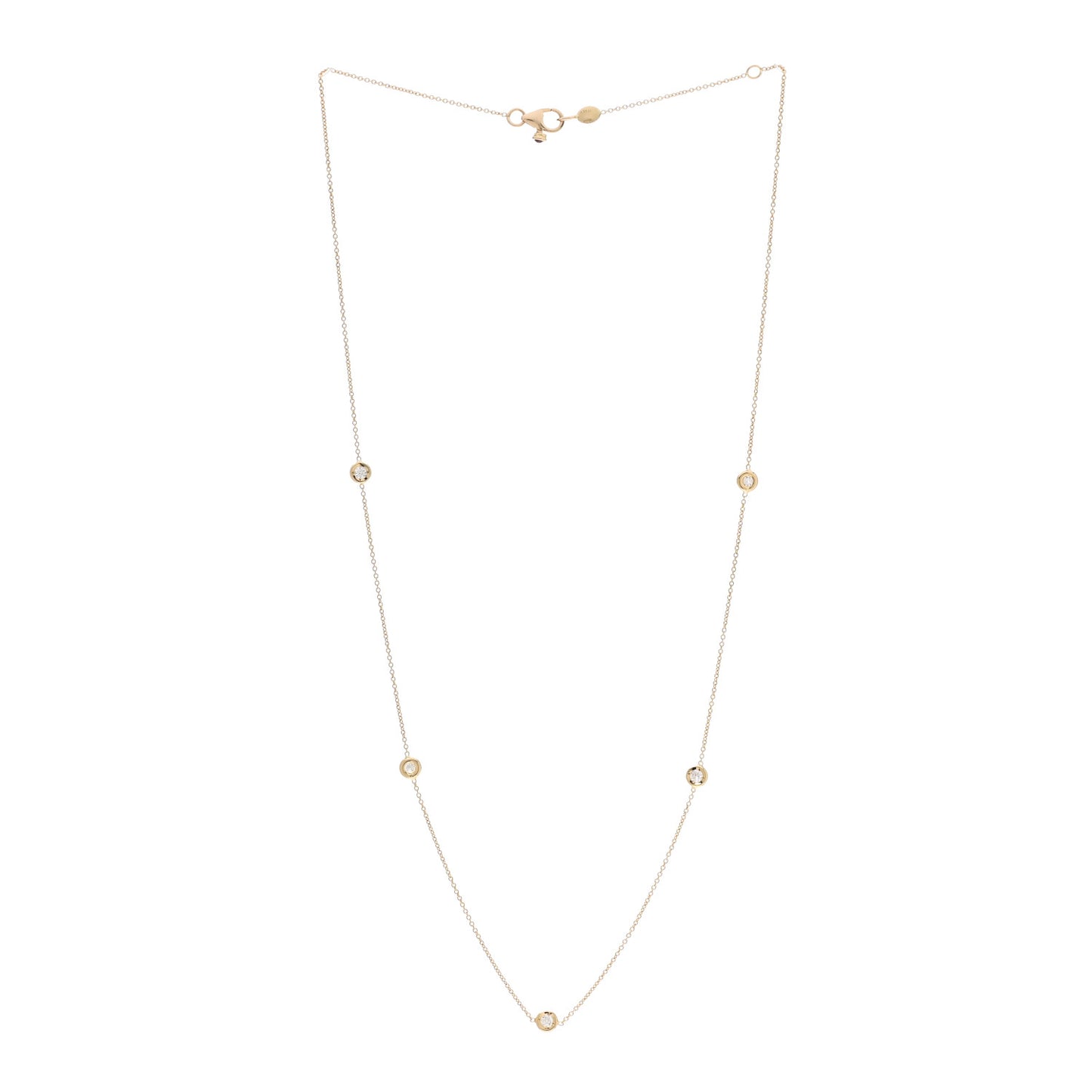 18K Yellow Gold Diamond .25ct Diamonds By The Inch Five Station Necklace