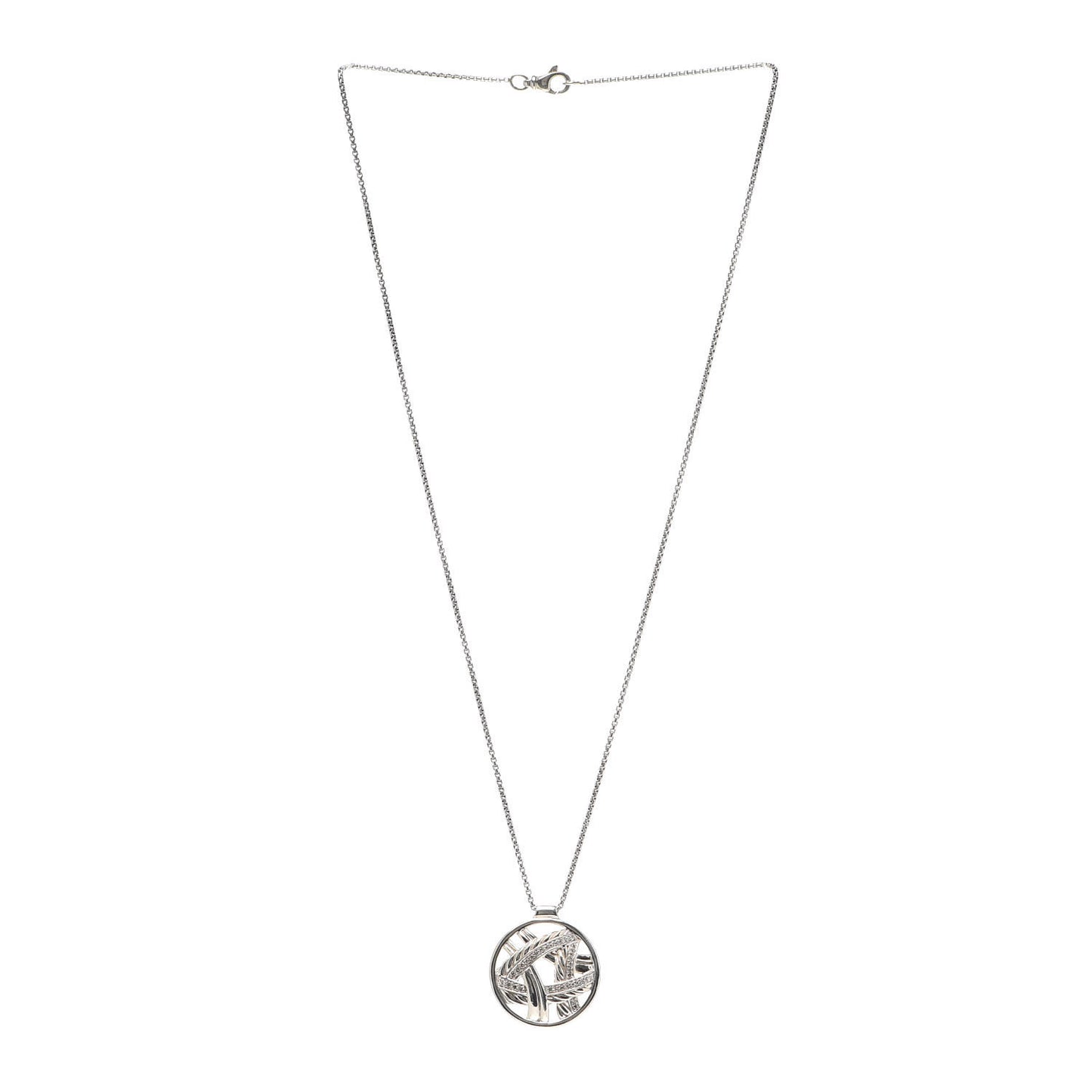 Sterling Silver Diamond Papyrus Pendant Necklace