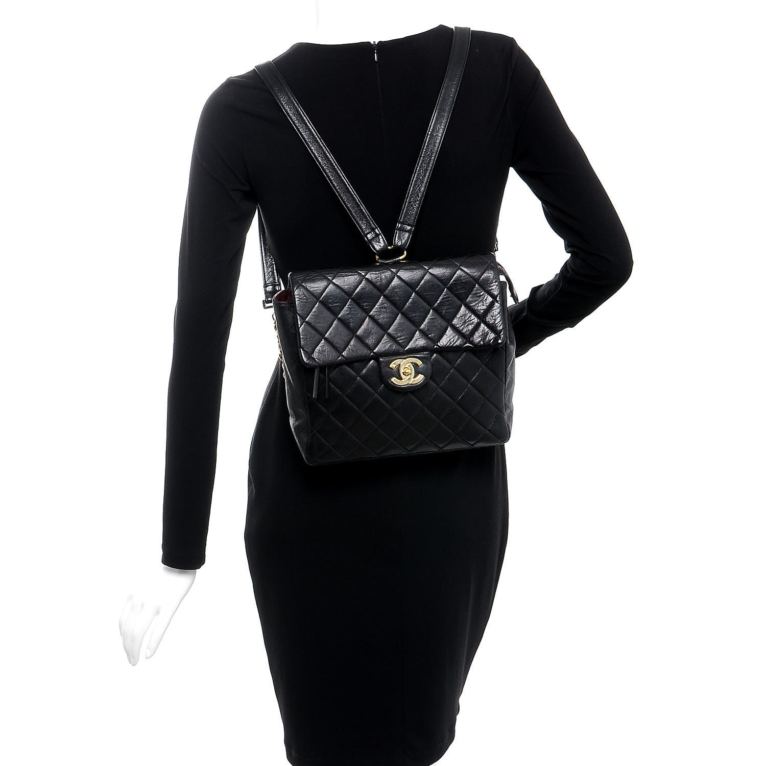 Chanel Lambskin Quilted Backpack Black 2 of 9