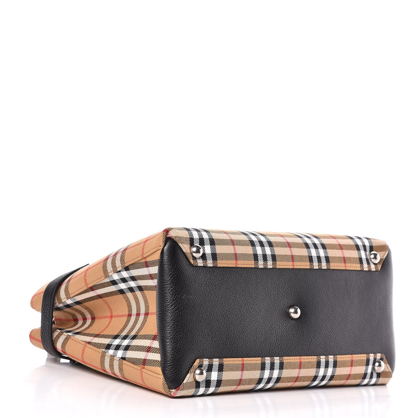 Goatskin Vintage Check Medium Banner Tote Black