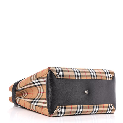 Burberry Goatskin Vintage Check Medium Banner Tote Black 5 of 11