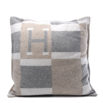 Hermes Wool Cashmere Avalon Bayadere Pillow PM Galet Ecru 1 of 6