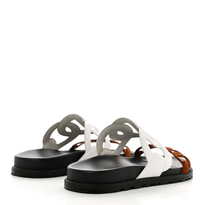 Hermes Suede Goatskin Nappa Extra Sandals 37.5 White Gold 4 of 9