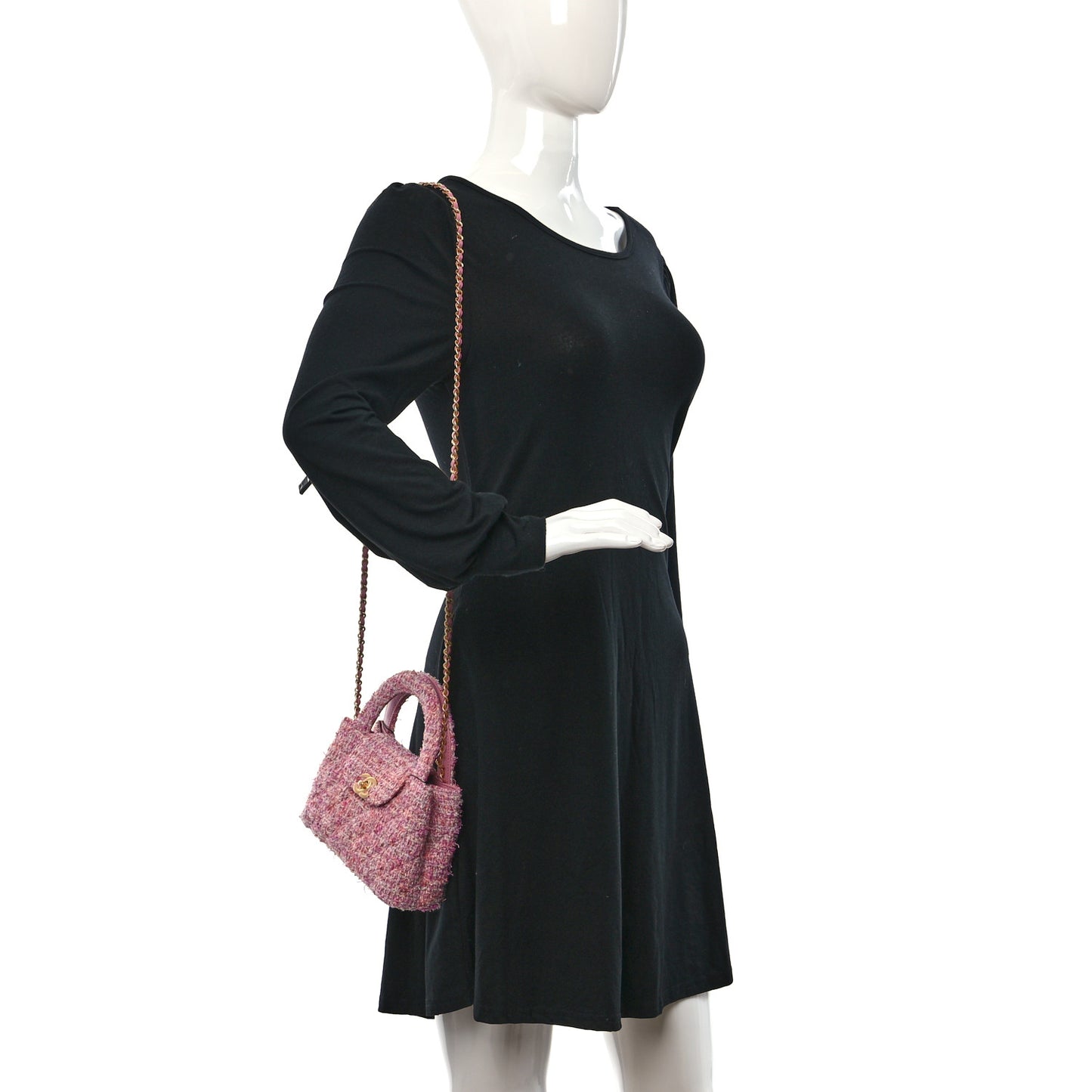 Tweed Quilted Nano Kelly Shopper Pink