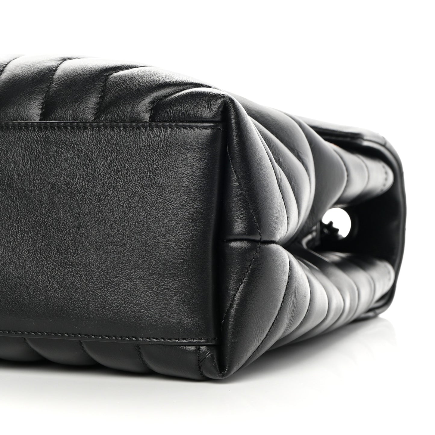 Calfskin Y Quilted Monogram Monochrome Medium Loulou Chain Satchel Black