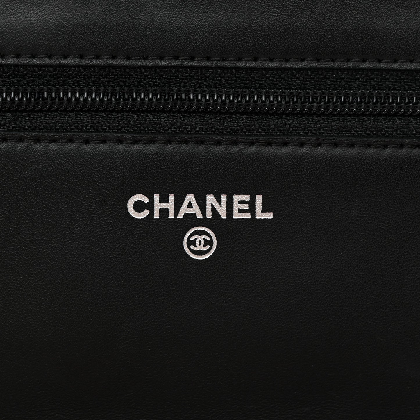 Calfskin Quilted Cambon Wallet on Chain WOC Black