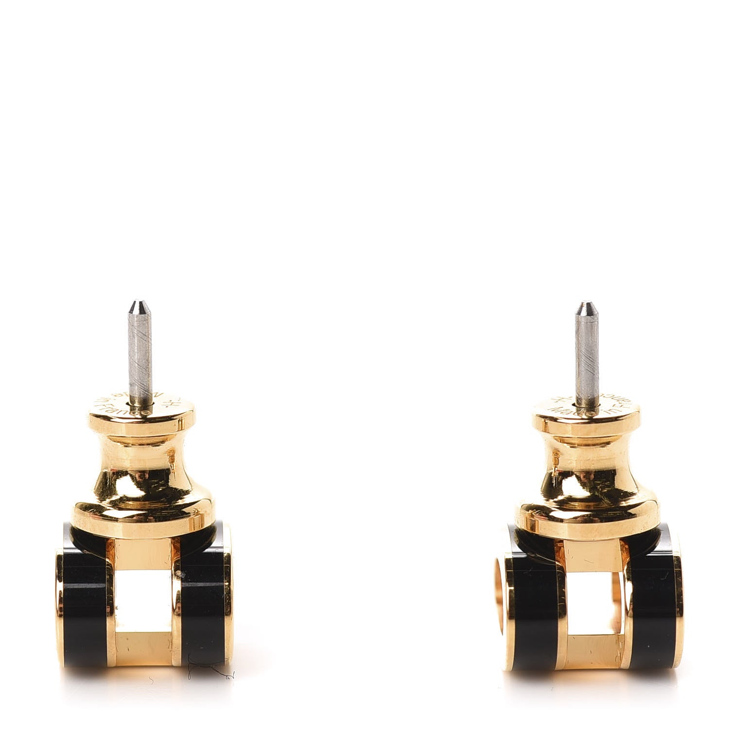 Hermes Gold Lacquered Pop H Earrings Black 3 of 5