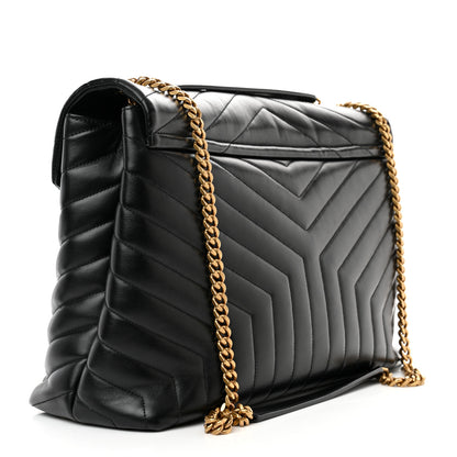 Saint Laurent Calfskin Y Quilted Monogram Large Loulou Chain Satchel Black 3 of 13