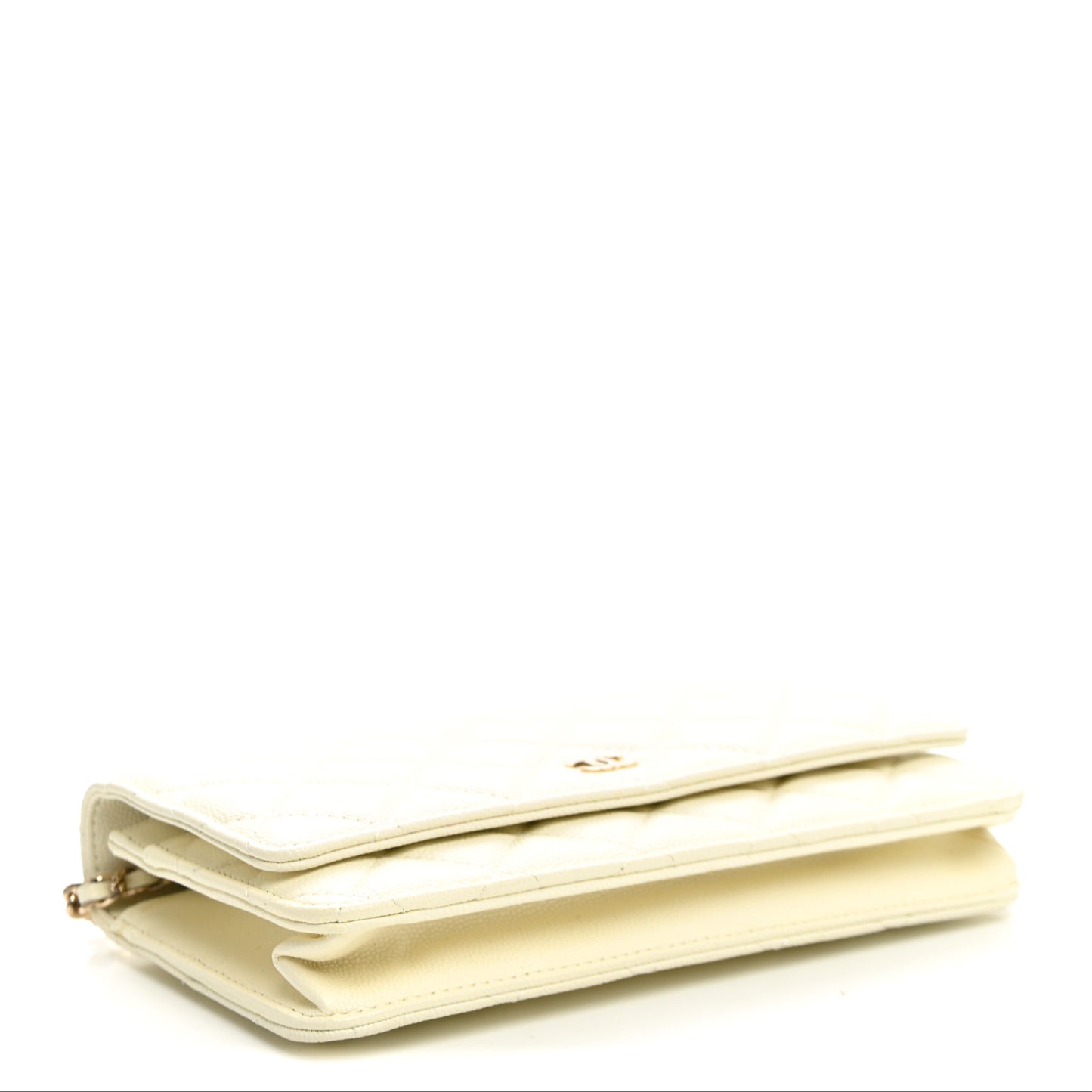 Caviar Quilted Wallet on Chain WOC White