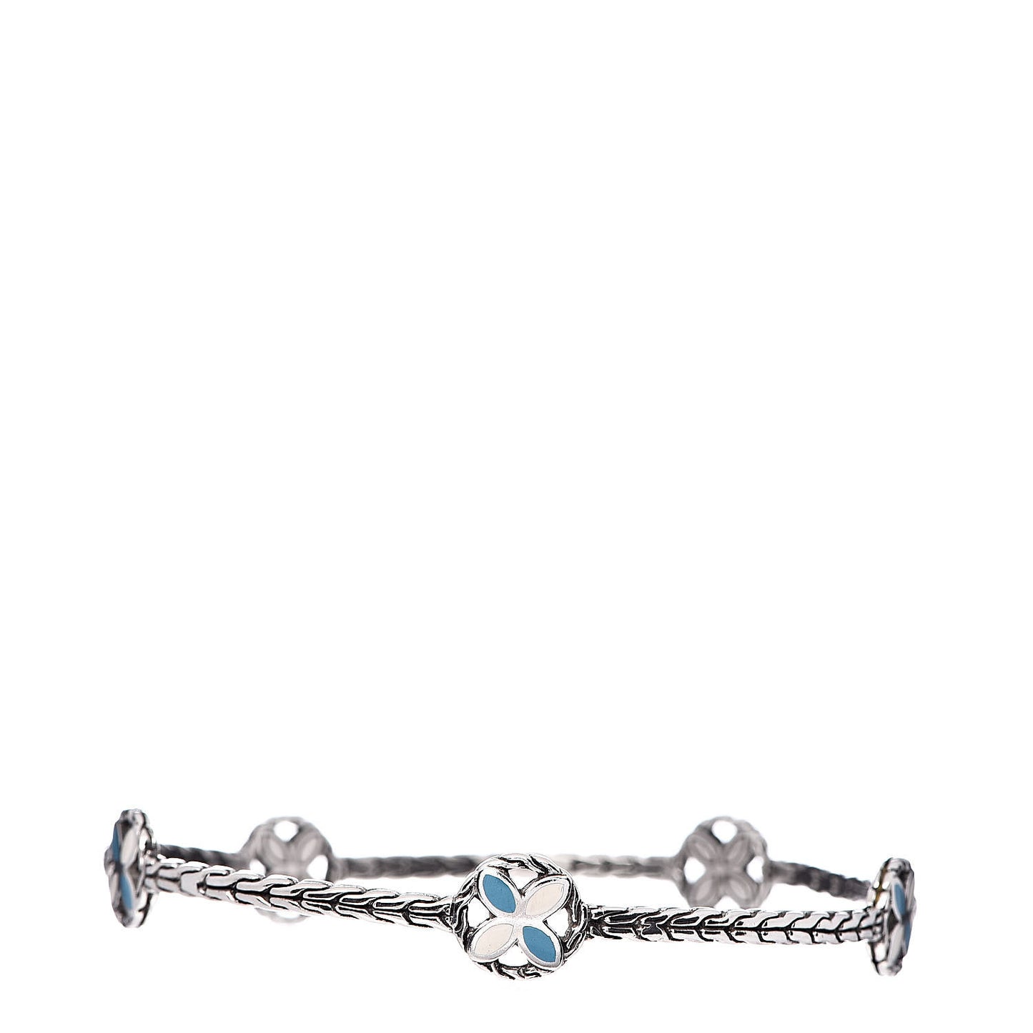 Sterling Silver Enamel Kawung Disc Bangle