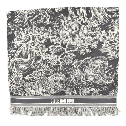 Christian Dior Cotton Toile De Jouy Reverse Towel Grey Ivory 1 of 6