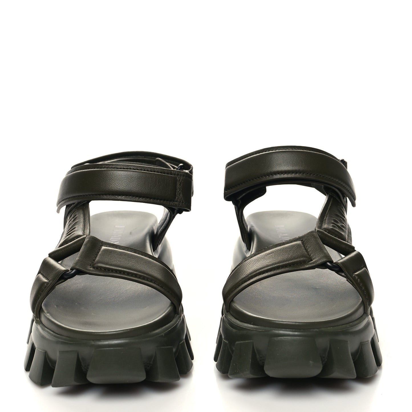Nappa Logo Embossed Thunder Sole 50mm Sport Sandals 38.5 Militare