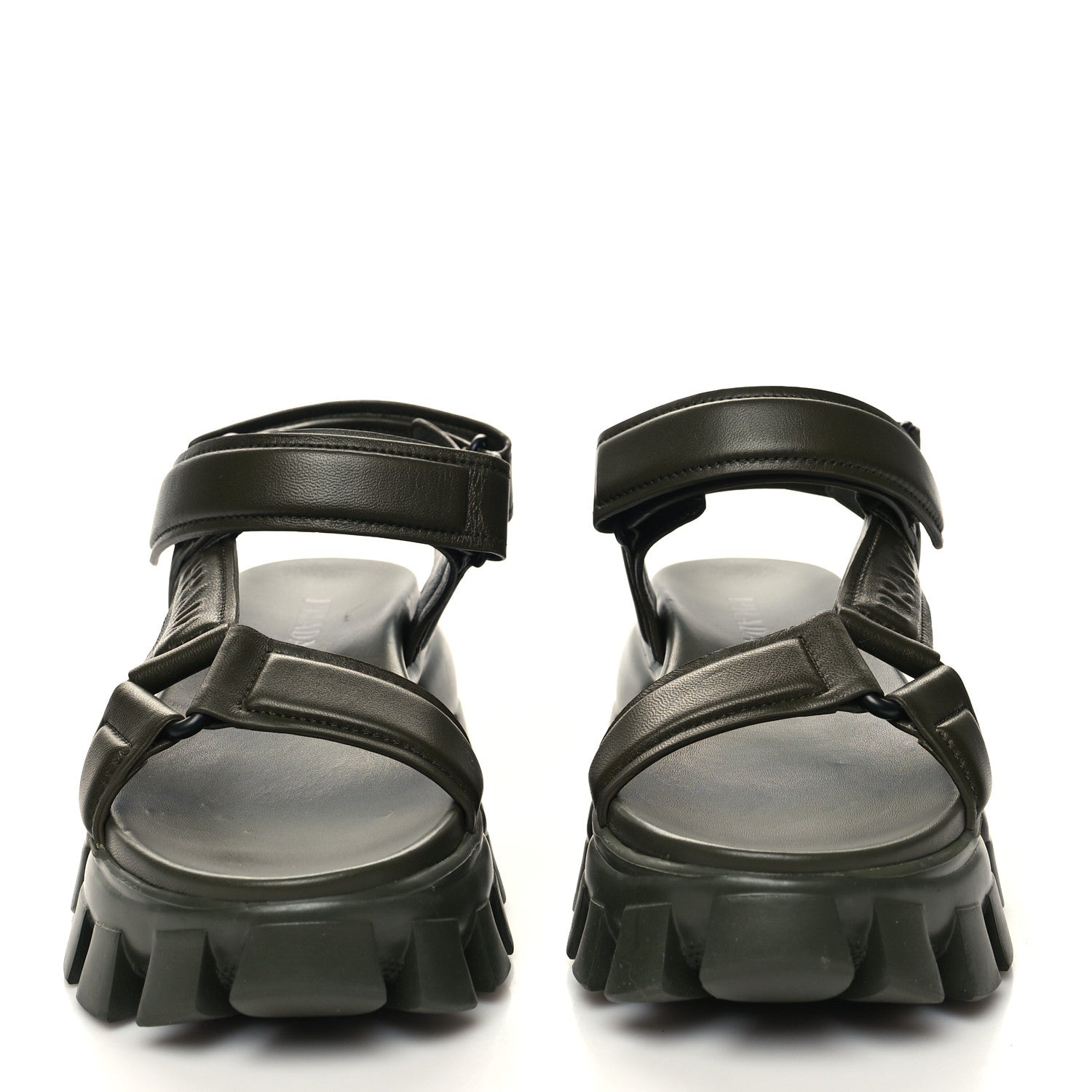 Prada Nappa Logo Embossed Thunder Sole 50mm Sport Sandals 38.5 Militare 2 of 8