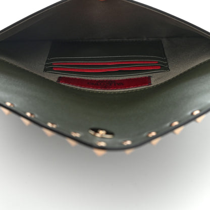 Valentino Garavani Vitello Rockstud Envelope Wristlet Clutch Olive Green 5 of 7