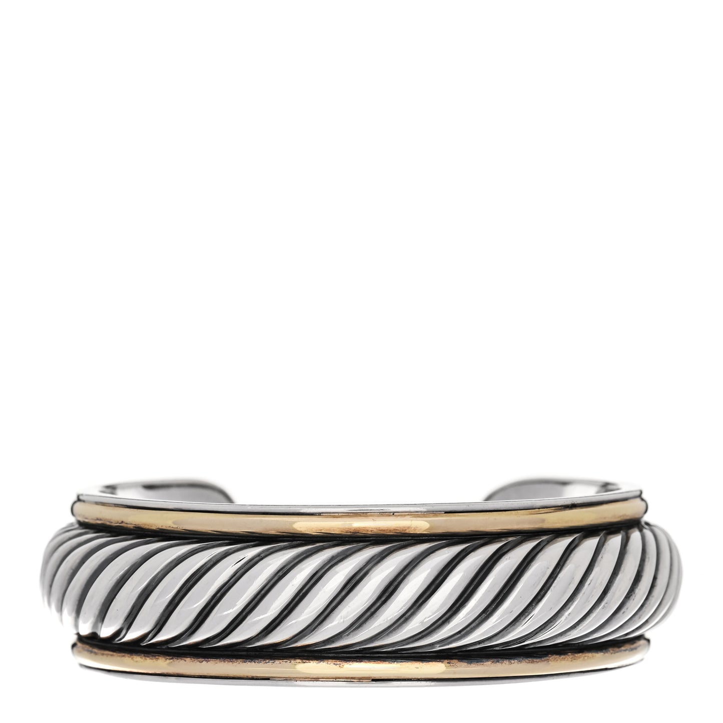 Sterling Silver 18K Yellow Gold Sculpted Cable Cuff Bracelet
