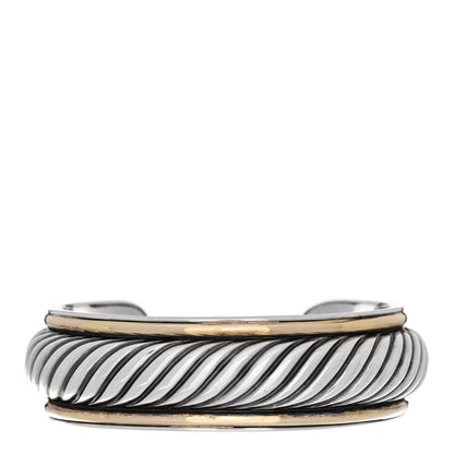 David Yurman Sterling Silver 18K Yellow Gold Sculpted Cable Cuff Bracelet 1 of 3