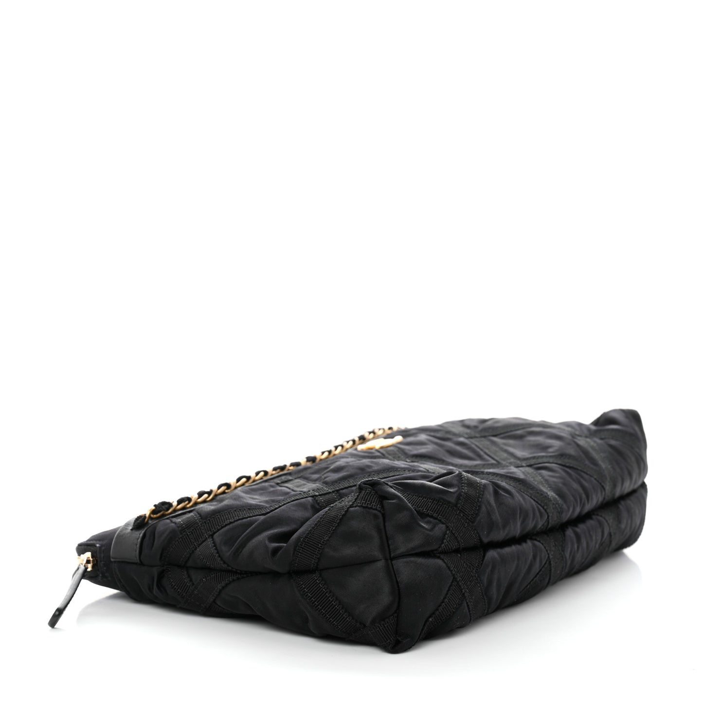 Nylon Grosgrain Large Lifestyle Pouch With Foldable Tote Black