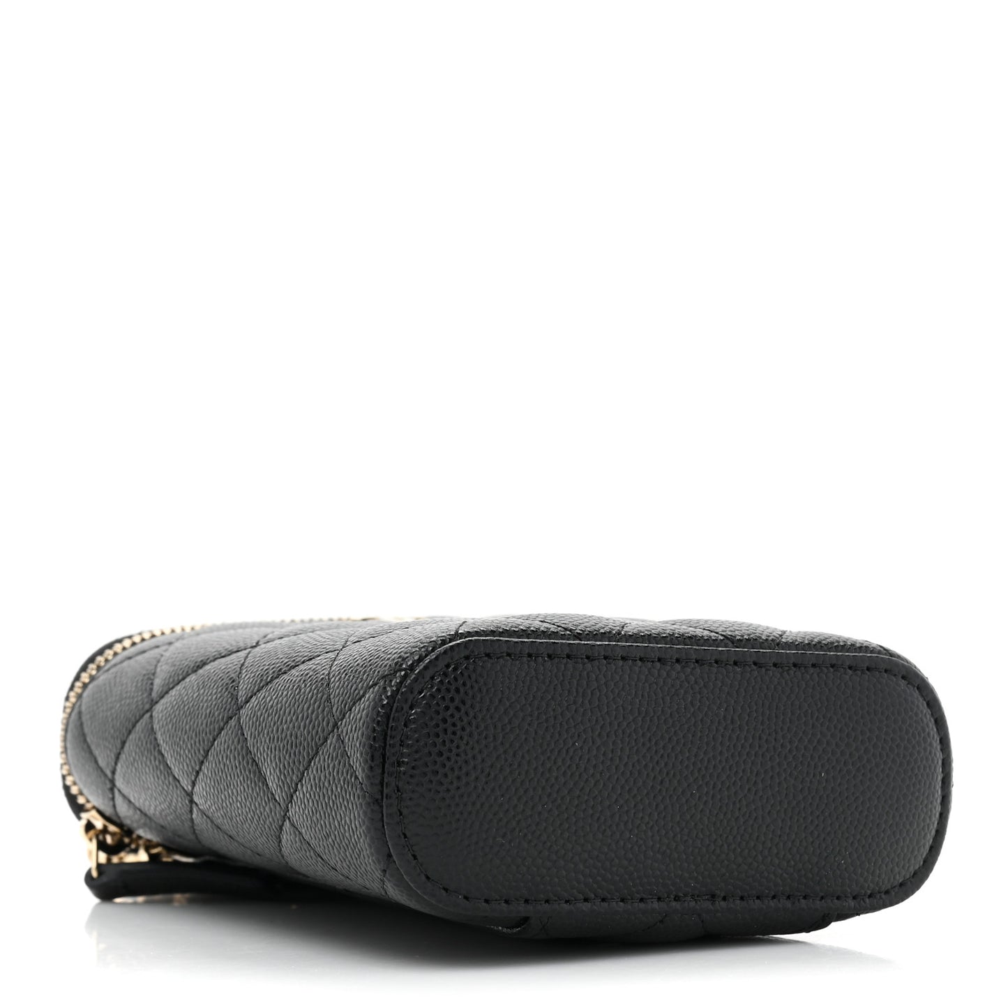 Caviar Quilted Small Vertical Coco Beauty Vanity Case With Chain Black
