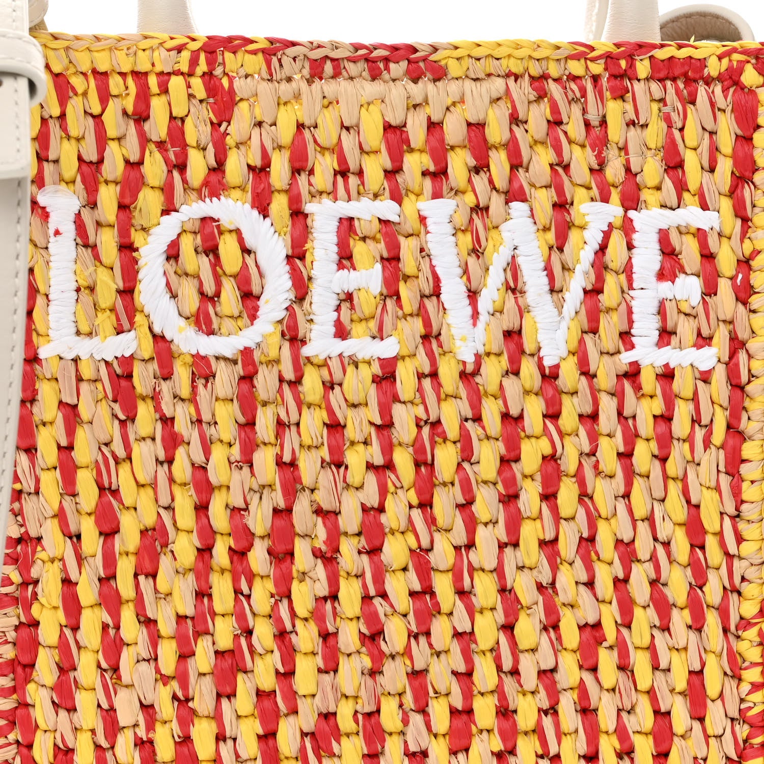 Loewe Raffia Calfskin Standard A5 Tote Bag White Multicolor 7 of 9