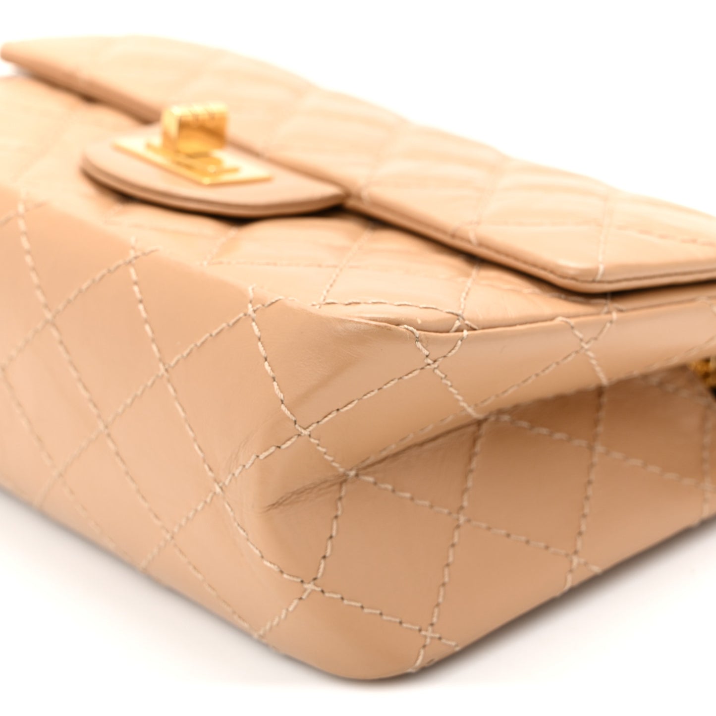 Aged Calfskin Quilted 2.55 Reissue Mini Flap Beige