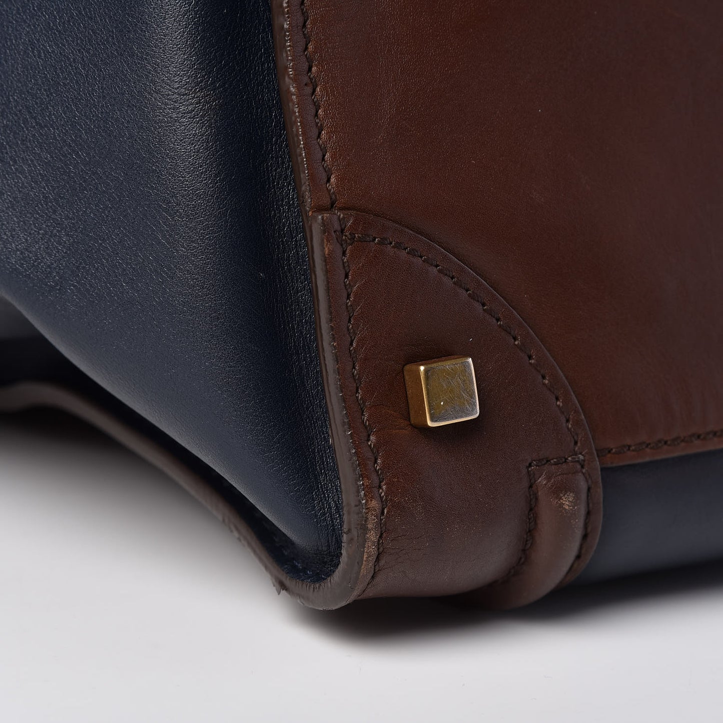 Smooth Calfskin Mini Tri-Color Luggage Navy