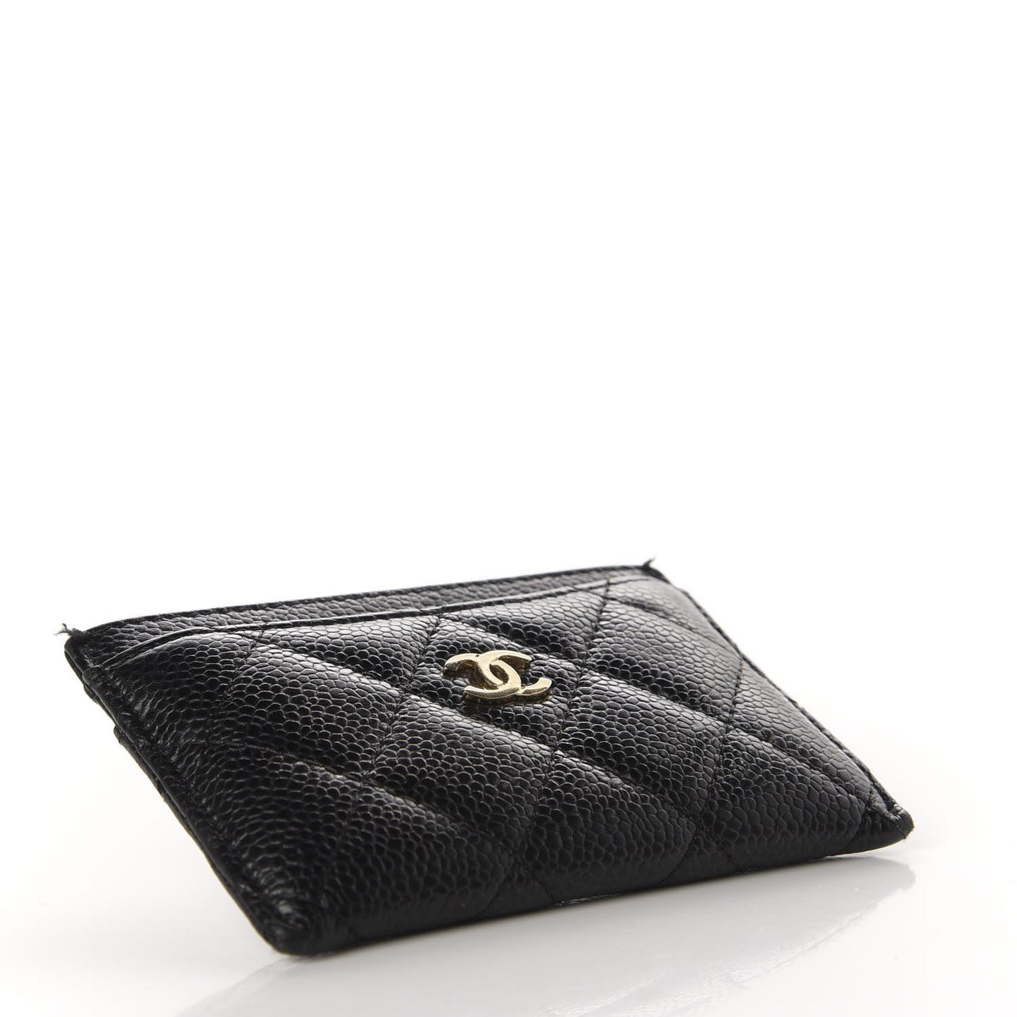 Caviar Quilted Card Holder Black