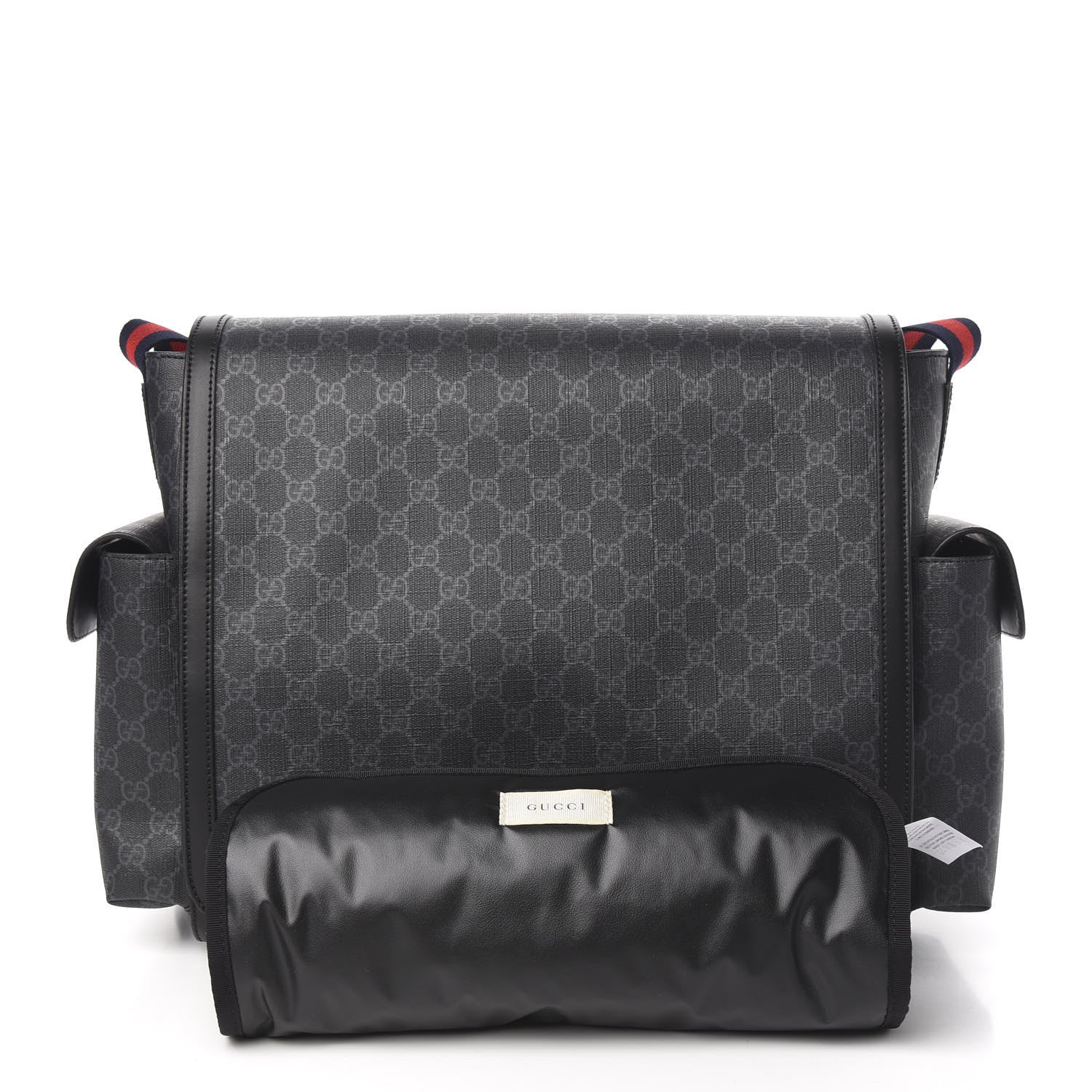 Gucci GG Supreme Monogram Web Messenger Diaper Bag Black Grey 11 of 11