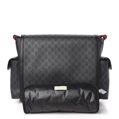 Gucci GG Supreme Monogram Web Messenger Diaper Bag Black Grey 11 of 11