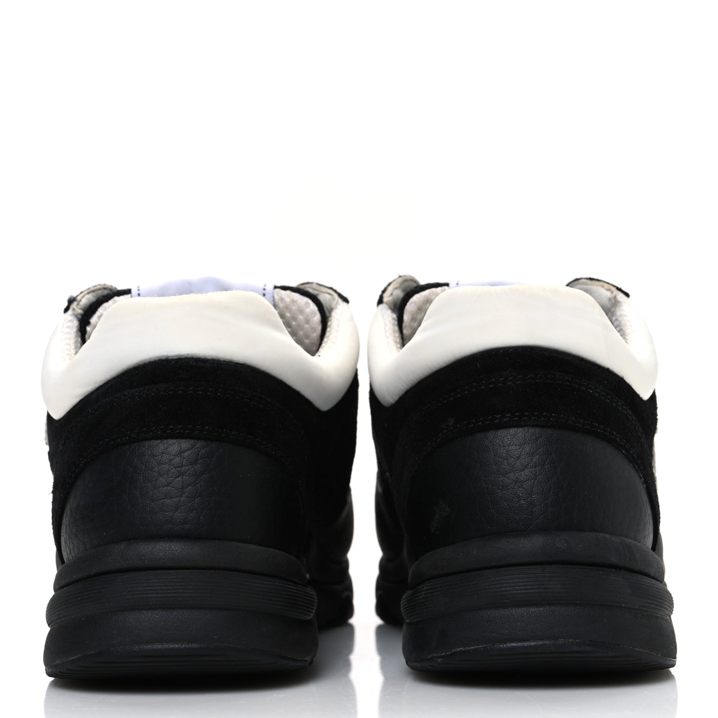 Mesh Suede Grained Calfskin Womens CC Sneakers 37.5 Black White