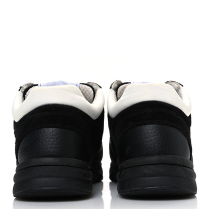 Chanel Mesh Suede Grained Calfskin Womens CC Sneakers 37.5 Black White 6 of 10