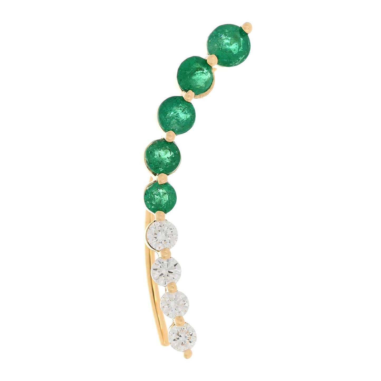 18K Yellow Gold Diamond Emerald Floating Earring