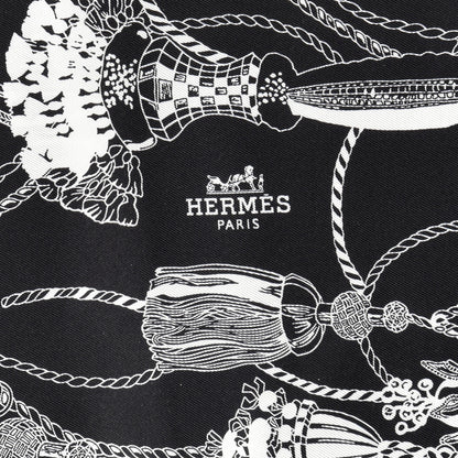 Hermes Silk Passementerie Maxi Twilly Cut Black White Beige 3 of 4