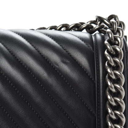 Chanel Lambskin Chevron Quilted Medium Boy Flap Black 11 of 16