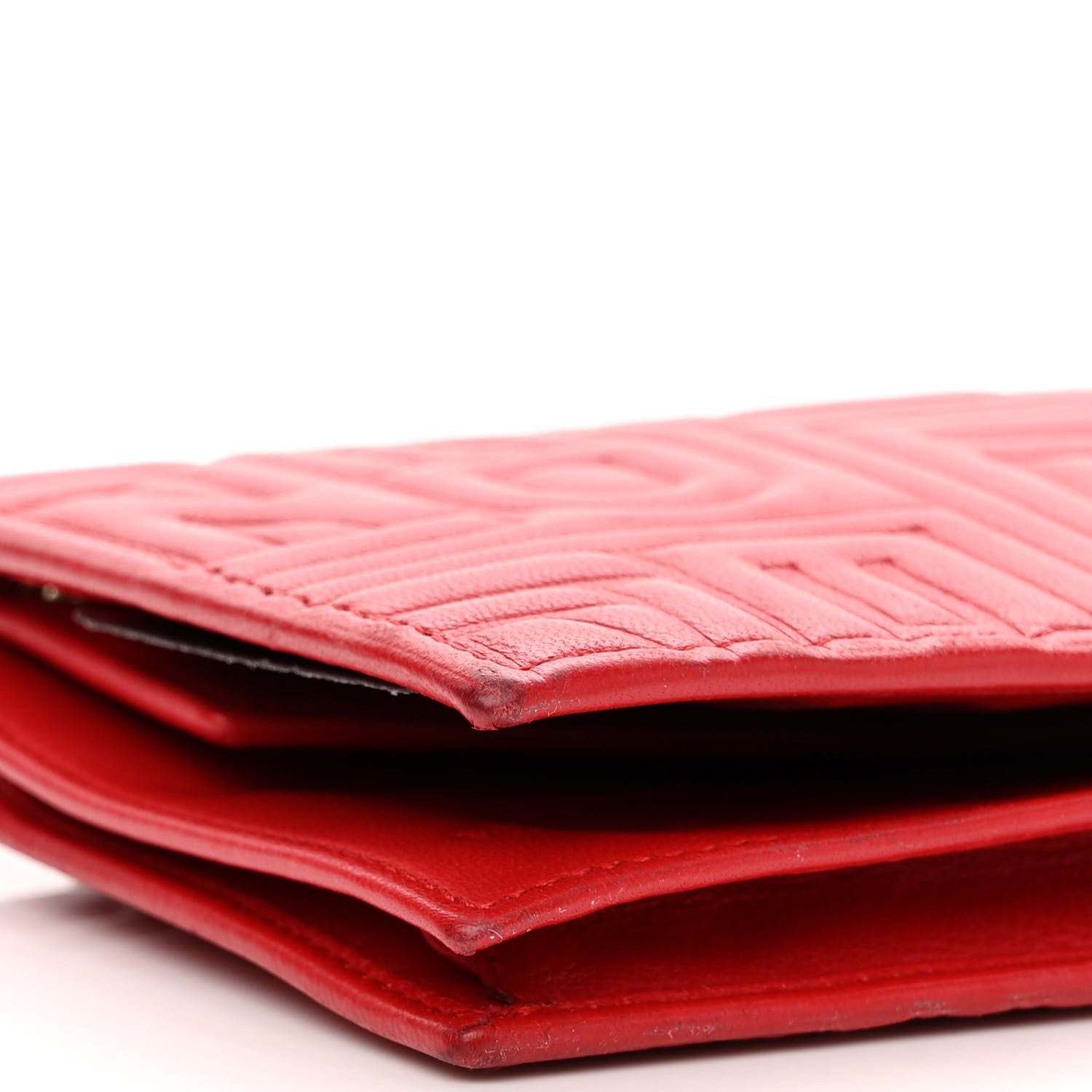 Fendi Nappa Logo Embossed Long Wallet on Chain Rosso 10 of 12