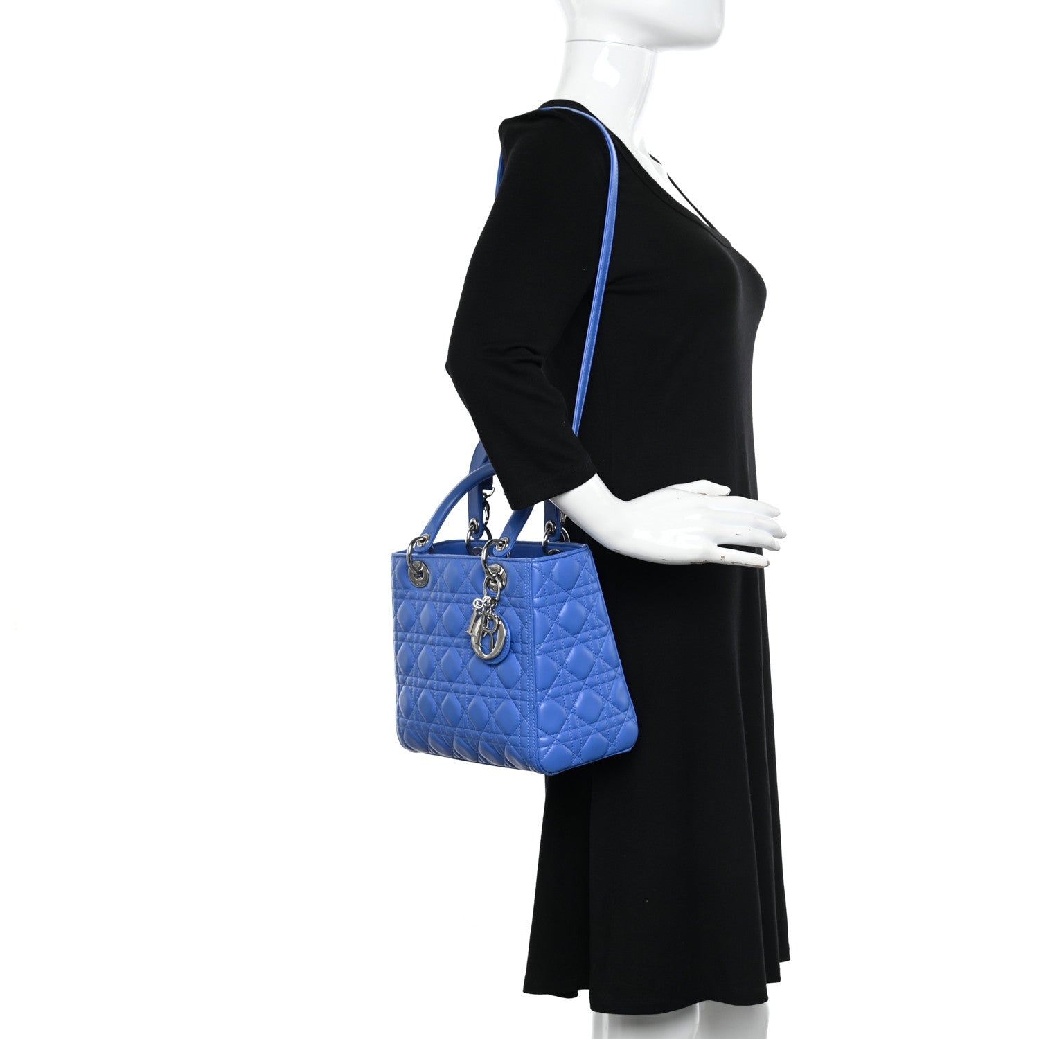 Christian Dior Lambskin Cannage Medium Lady Dior Blue Persan 2 of 12