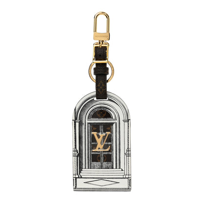 Louis Vuitton X FORNASETTI Calfskin Architettura Luggage Tag Bag Charm Key Holder Black White 1 of 3