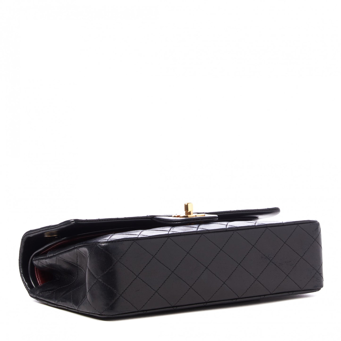 Lambskin Quilted Medium Double Flap Black