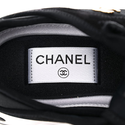 Chanel Velvet Calfskin Mixed Fibers CC Sneakers 36.5 Black 7 of 9
