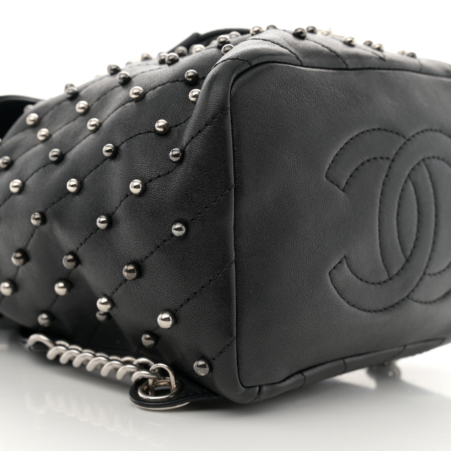 Chanel Lambskin Chevron Quilted Studded Stud Wars Backpack Black 9 of 10