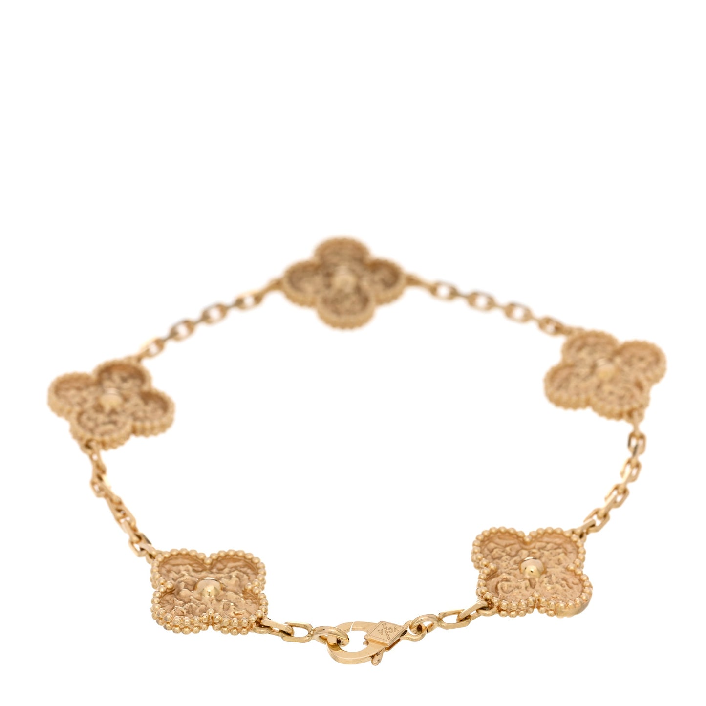 VAN CLEEF & ARPELS 18K Yellow Gold 5 Motifs Vintage Alhambra Bracelet