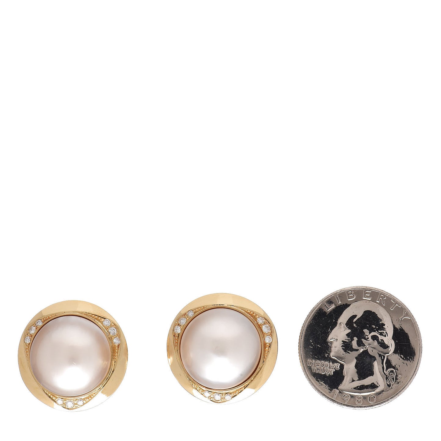 18K Yellow Gold Diamond Akoya Pearl Clip On Earrings