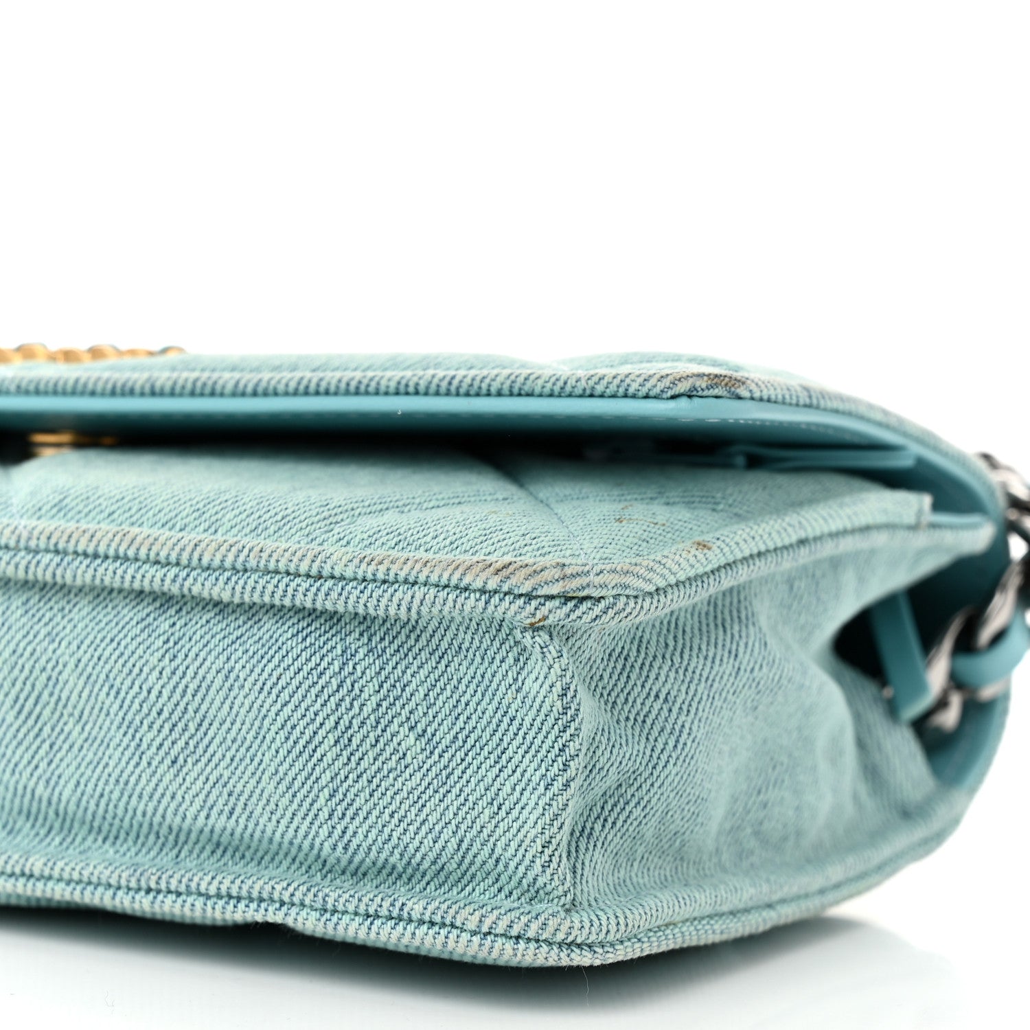 Chanel Denim Quilted Chanel 19 Wallet On Chain WOC Neon Blue 11 of 12